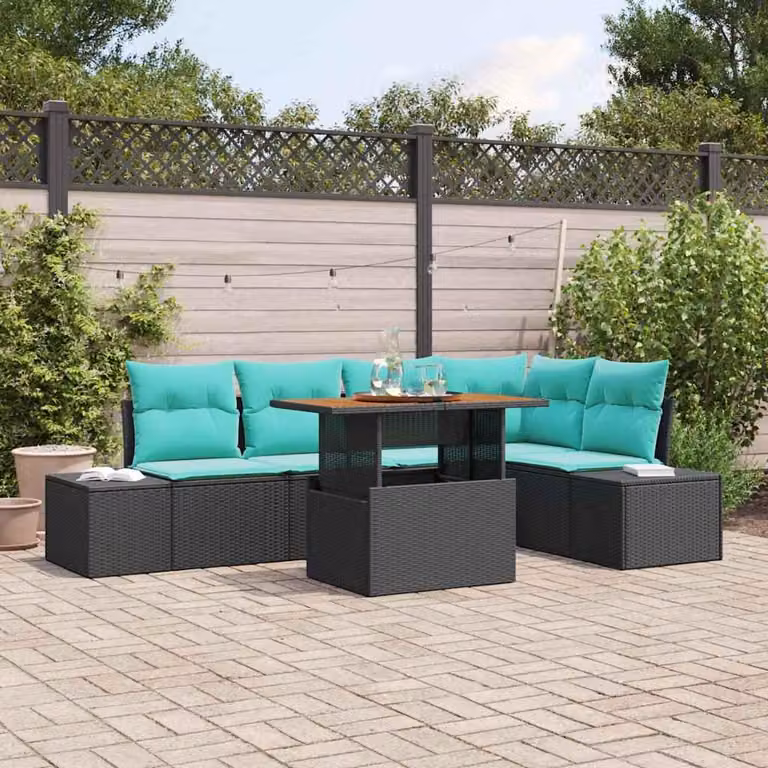 Maison Exclusive - Set da giardino composto da 6 pezzi, divano in rattan sintetico nero