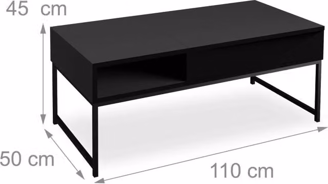 Tavolino da salotto pieghevole moderno con piano sollevabile 60 x 110 x 77,5 cm in truciolato bianco 13_0015741