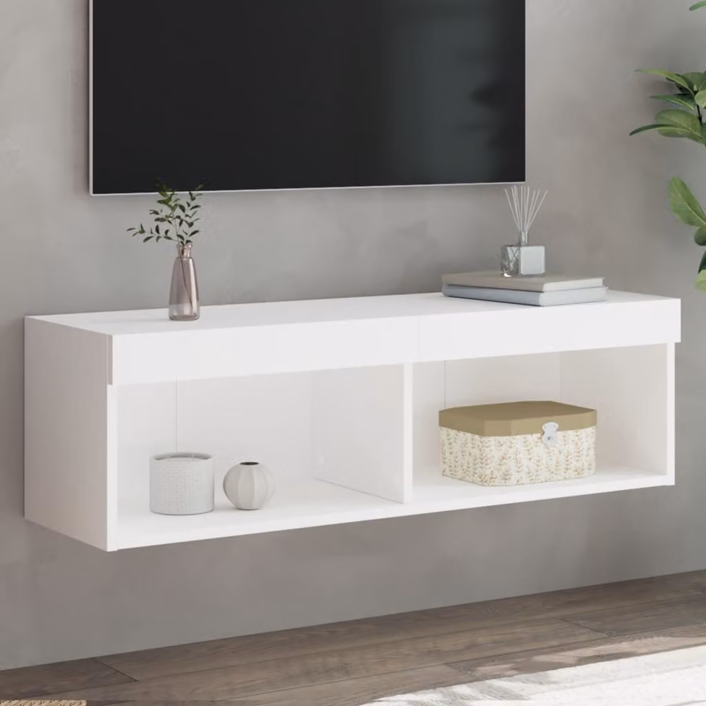 vidaXL Mobile Porta TV Moderno con Luci LED Integrate Bianco L 100 x P 30 x H 30 cm