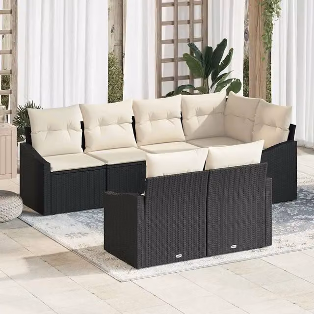 Set di divani 7 pz Nero polyrattan 3346757