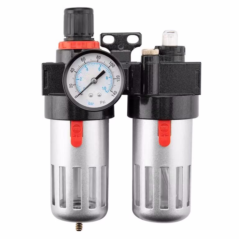 NEO TOOLS filtro di disidratazione con riduttore di pressione, accoppiamento 1/2, finezza del filtro > 20 µm, pressione di esercizio max. 12 bar, portata max. 2.600 l/min