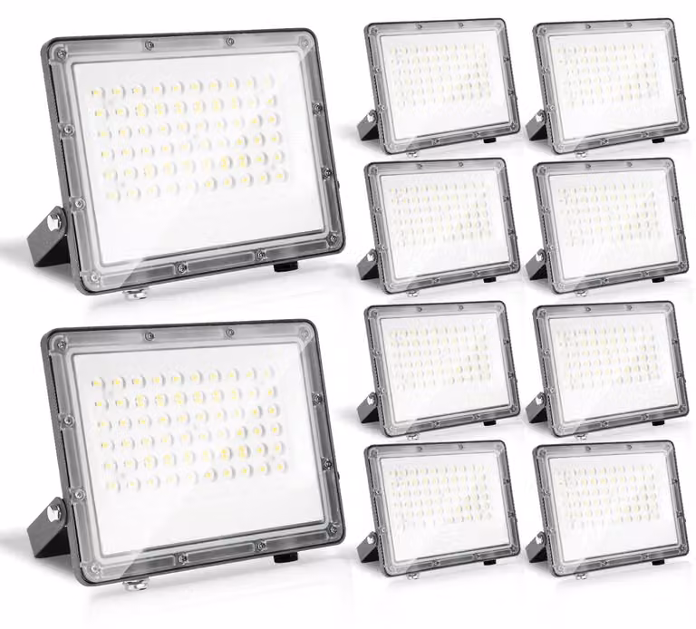 Ikodm, faretto LED da esterno, 50W, illuminazione LED IP65, alluminio, per uso esterno e industriale, luce bianca fredda 6000K, confezione da 10