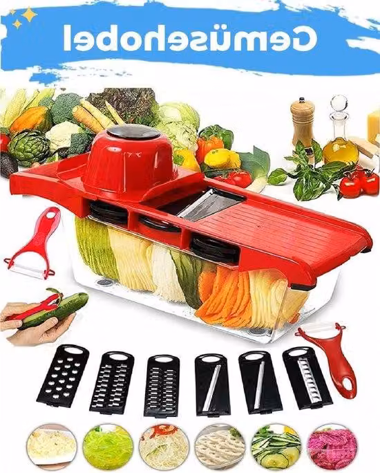 Tagliatrice universale in acciaio inossidabile con 6 lame.