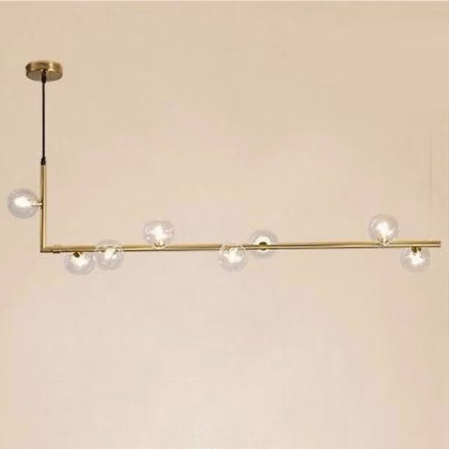 Lampadario da Soffitto Trade Shop Traesio con 8 Sfere in Vetro Trasparente e Metallo Oro Design Moderno G9