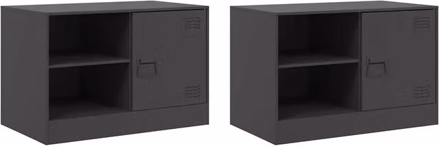 Mobili TV 2 pz | Armadietto TV | Mobile Porta TV Neri 67x39x44 cm in Acciaio
