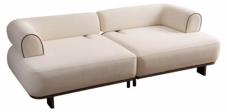 Moderner Beiger 3-Sitzer Stoffsofa Edle Wohnzimmer Polstercouch