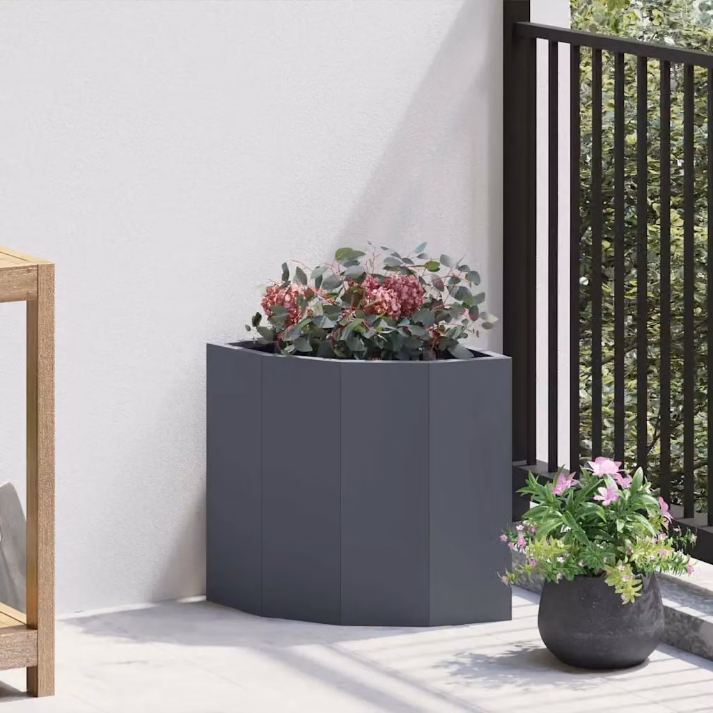 Vaso d'angolo vidaXL in acciaio colore antracite L/P/H: 30 x 30 x 35 cm