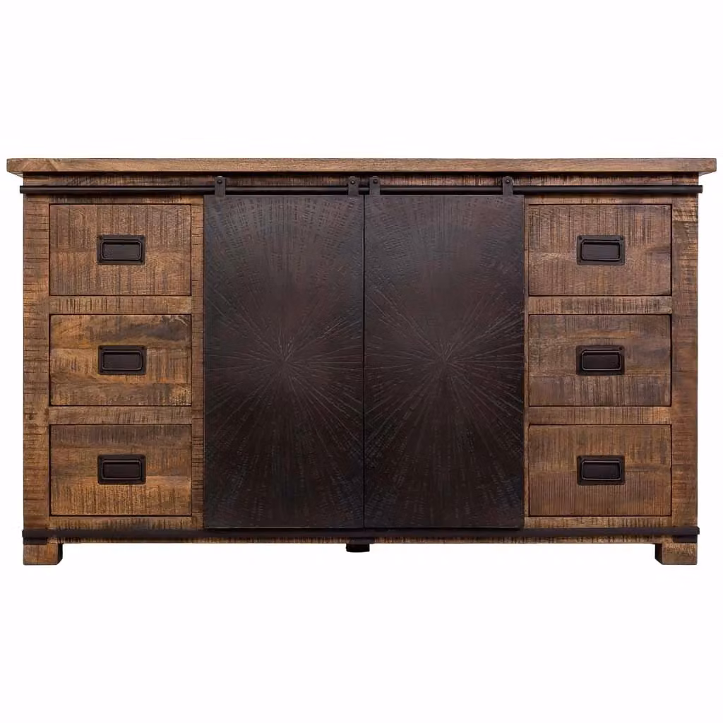 Credenza Wanderlust Deco in legno di mango e metallo stile industrial, marrone e nero, L: 160 cm, P: 42 cm, H: 92 cm – 2