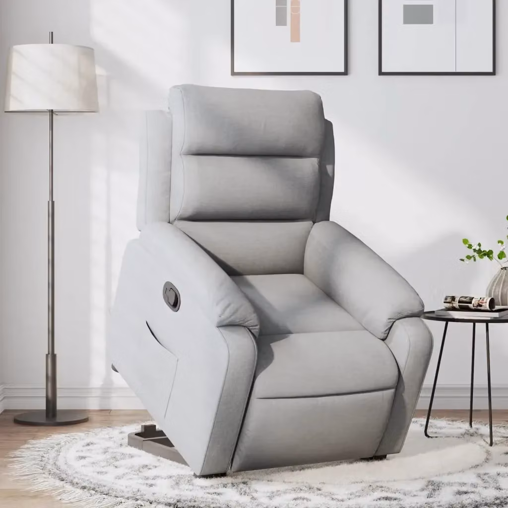 Poltrona Relax Alzapersona Reclinabile con Assistenza Elettrica in Tessuto Grigio Chiaro – 2
