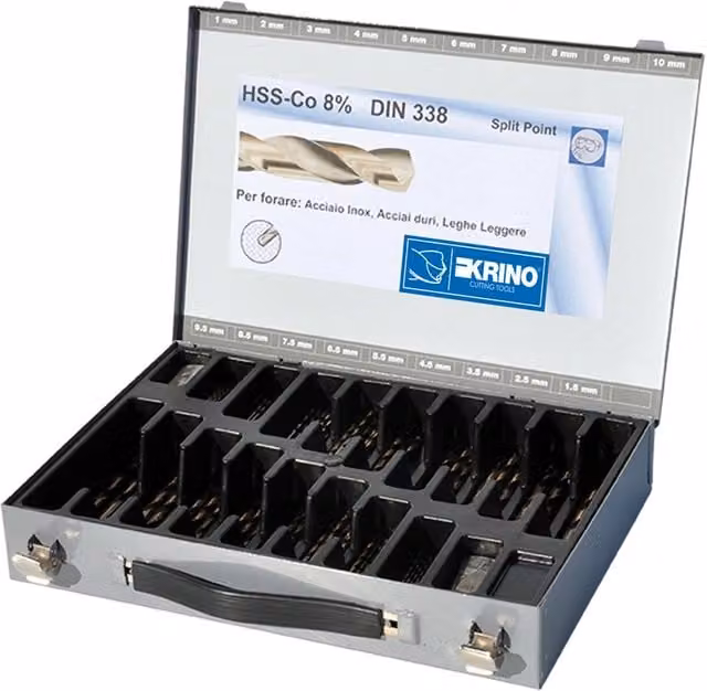 Set di 116 punte per metallo KRINO in HSS al cobalto 8% colore argento per acciaio inossidabile