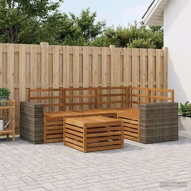Set di divani da esterno 5 pz Naturale Poliestere 3384335