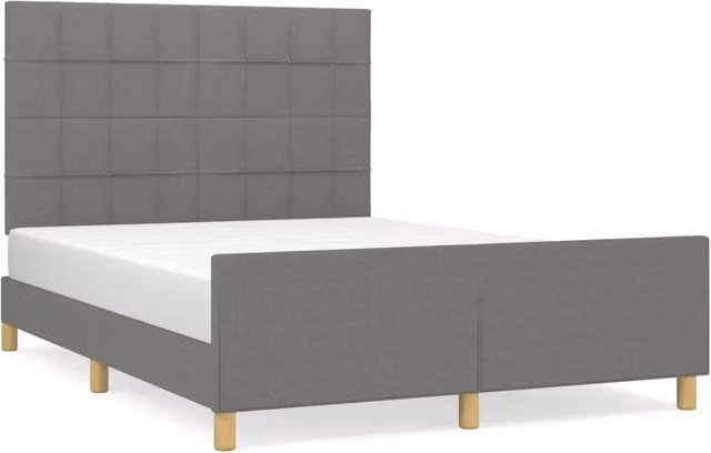 Letto matrimoniale | Letto per adulti | Giroletto senza Materasso Grigio Scuro 140x190 cm Tessuto