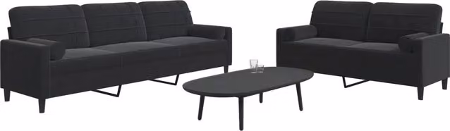 Set di divani vidaXL da 2 e 3 posti in velluto nero con cuscini e struttura in metallo per il tuo soggiorno – 2