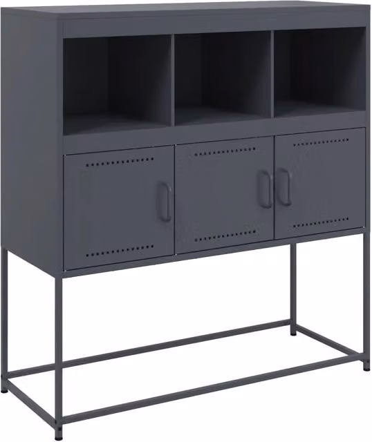 Buffet credenza cassettiera armadio mobile contenitore organizer per cucina soggiorno salotto 100,5 x 39 x 107 cm acciaio antracite 02_0029682