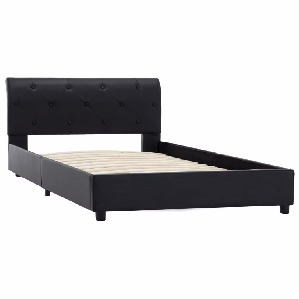 Giroletto vidaXL in similpelle nera con struttura in legno e doghe fisse L/P/H: 200 x 100 x 21 cm – 2