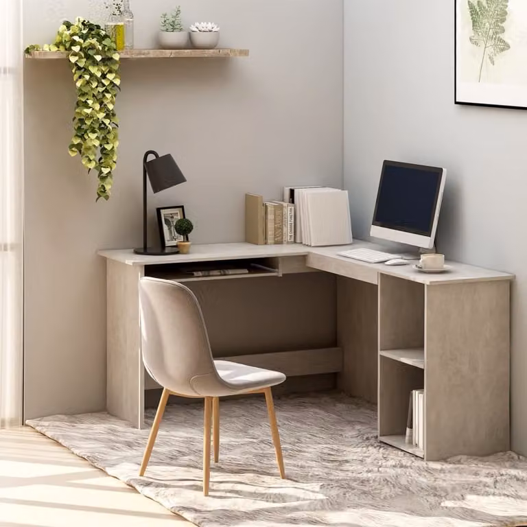 Maison Exclusive - Scrivania angolare a forma di L Grigio cemento 120x140x75 cm Materiale ligneo