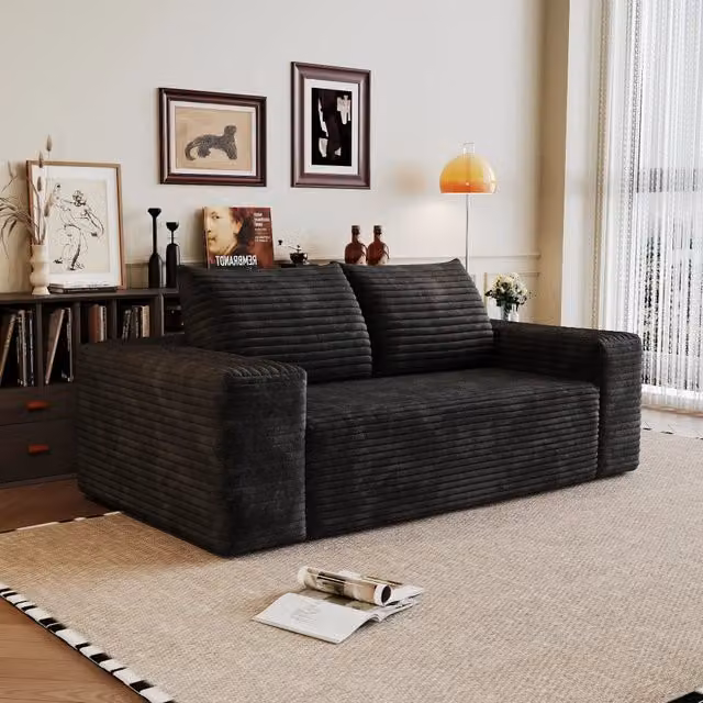 Divano modulare REDOM in tessuto a coste nero L 95 cm x P 34,5 cm x H 34,5 cm