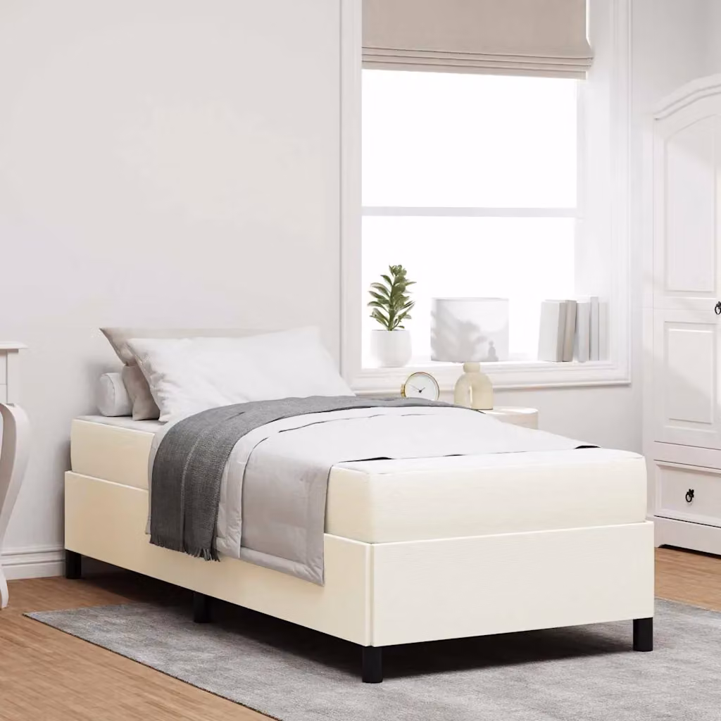 Struttura letto con materasso vidaXL in tessuto beige, L 100 x P 200 x H 40 cm