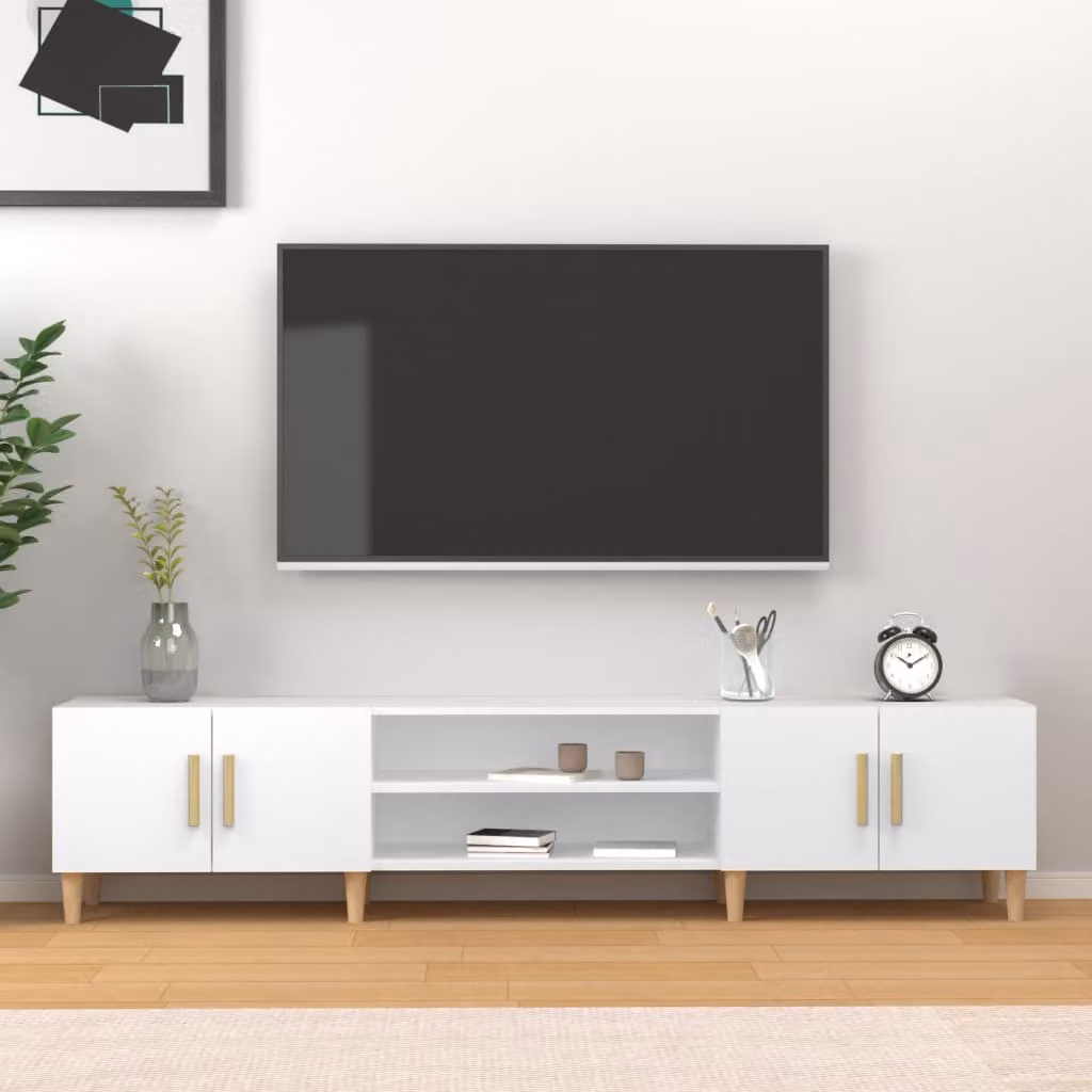 Mobile TV moderno vidaXL in legno, Bianco e Beige, L 180 x P 31,5 x H 40 cm