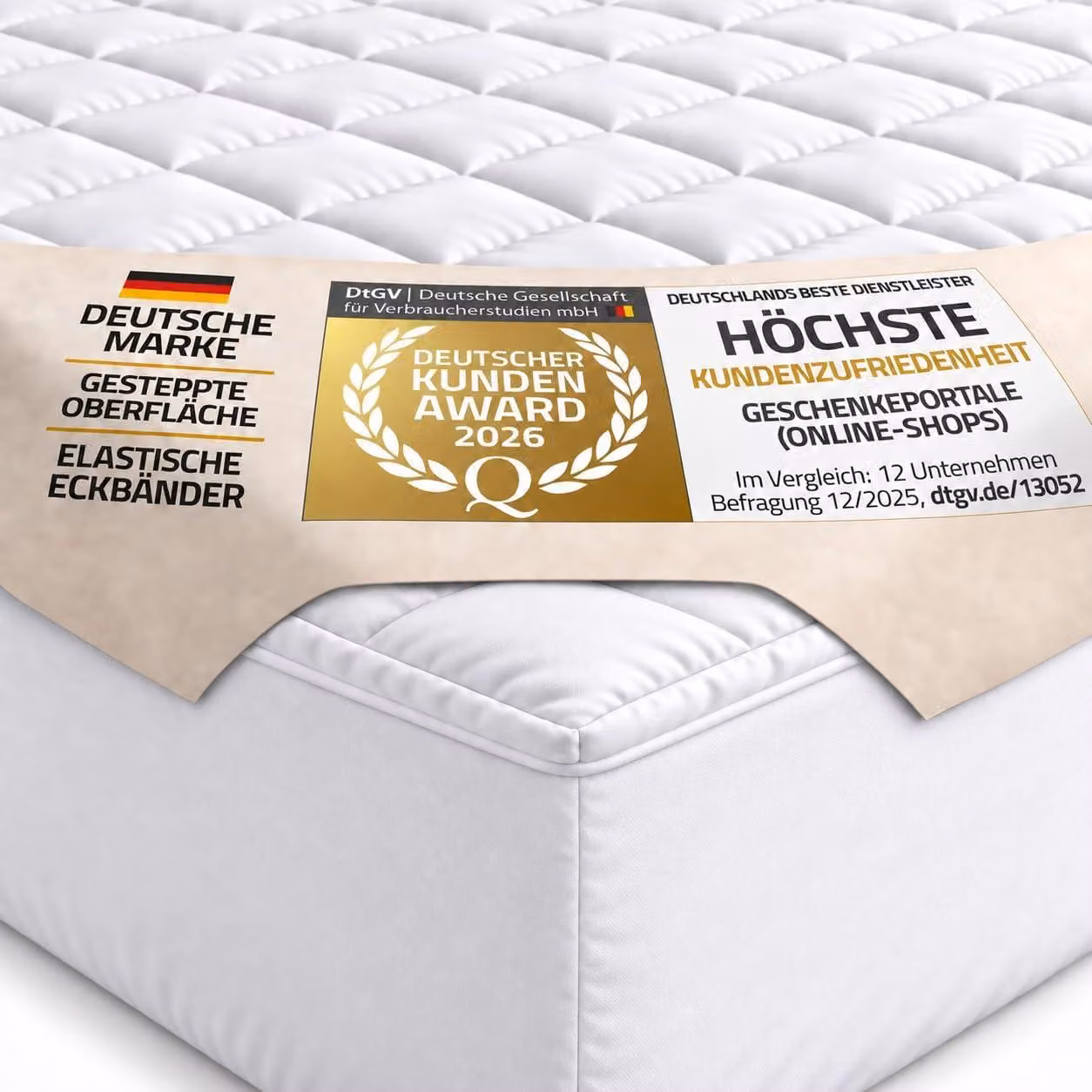 Topper per materasso, 500 g/m², 90x200 cm, idrorepellente, lavabile