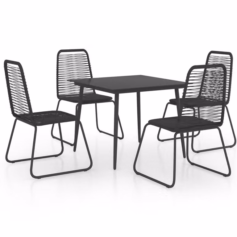 Set da Pranzo da Giardino 5 pz in Rattan PVC Nero
