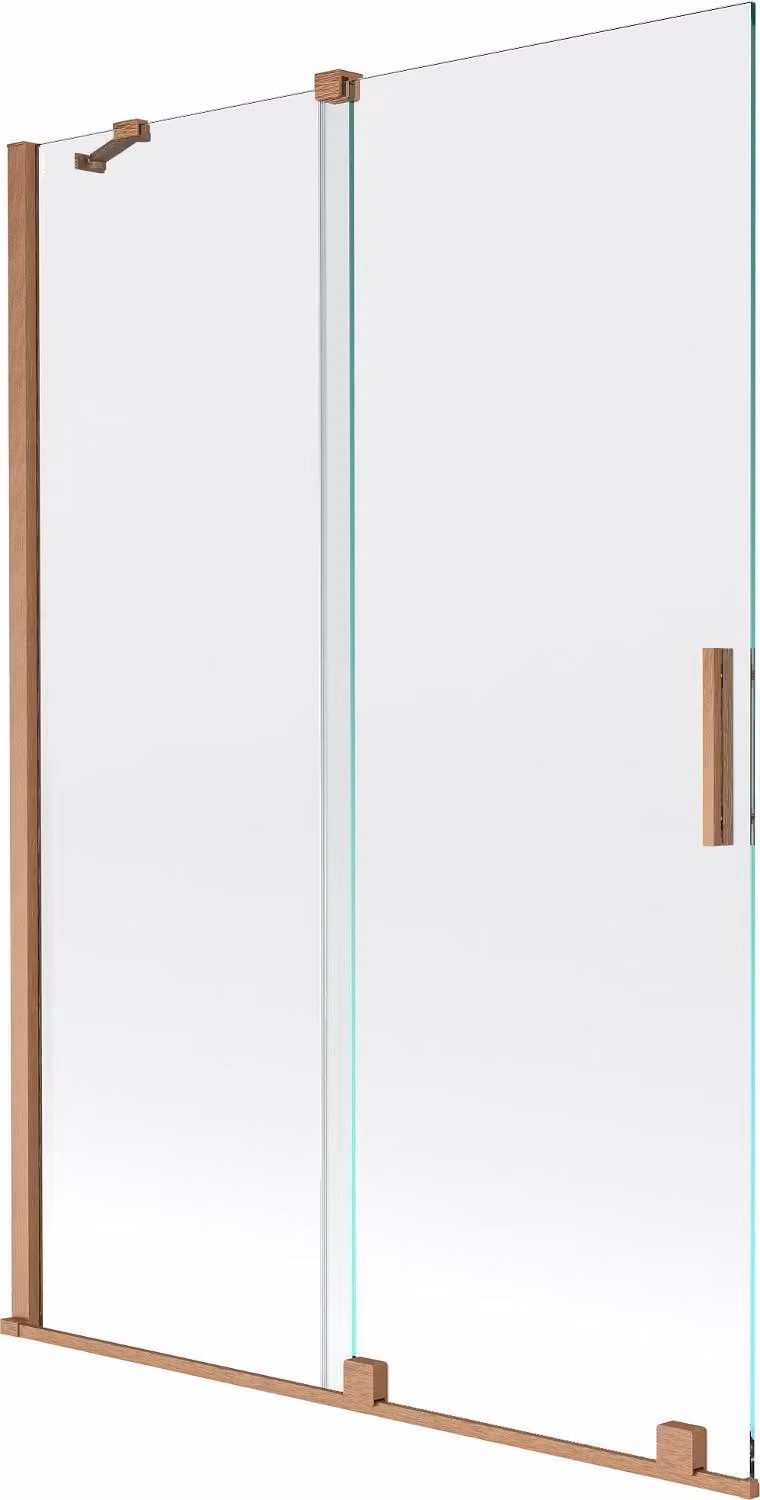 Mexen Velar paravento vasca da bagno a 2 ante scorrevoli 120 x 150 cm, trasparente, rame spazzolato - 896-120-000-01-65