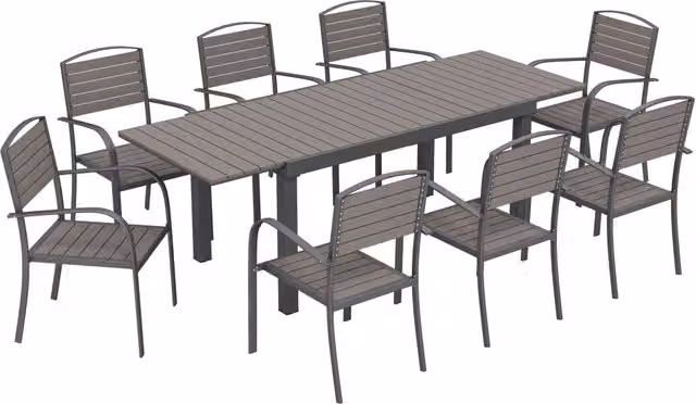 Set da pranzo da esterno Giordanoshop composto da tavolo rettangolare estensibile in alluminio e 8 sedie in colore grigio matt – 1