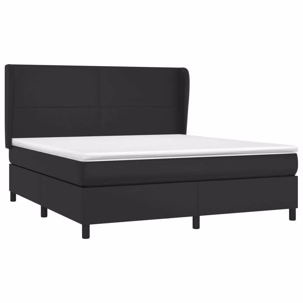 Giroletto a Molle con Materasso Nero 180x200 cm in Pelle finta