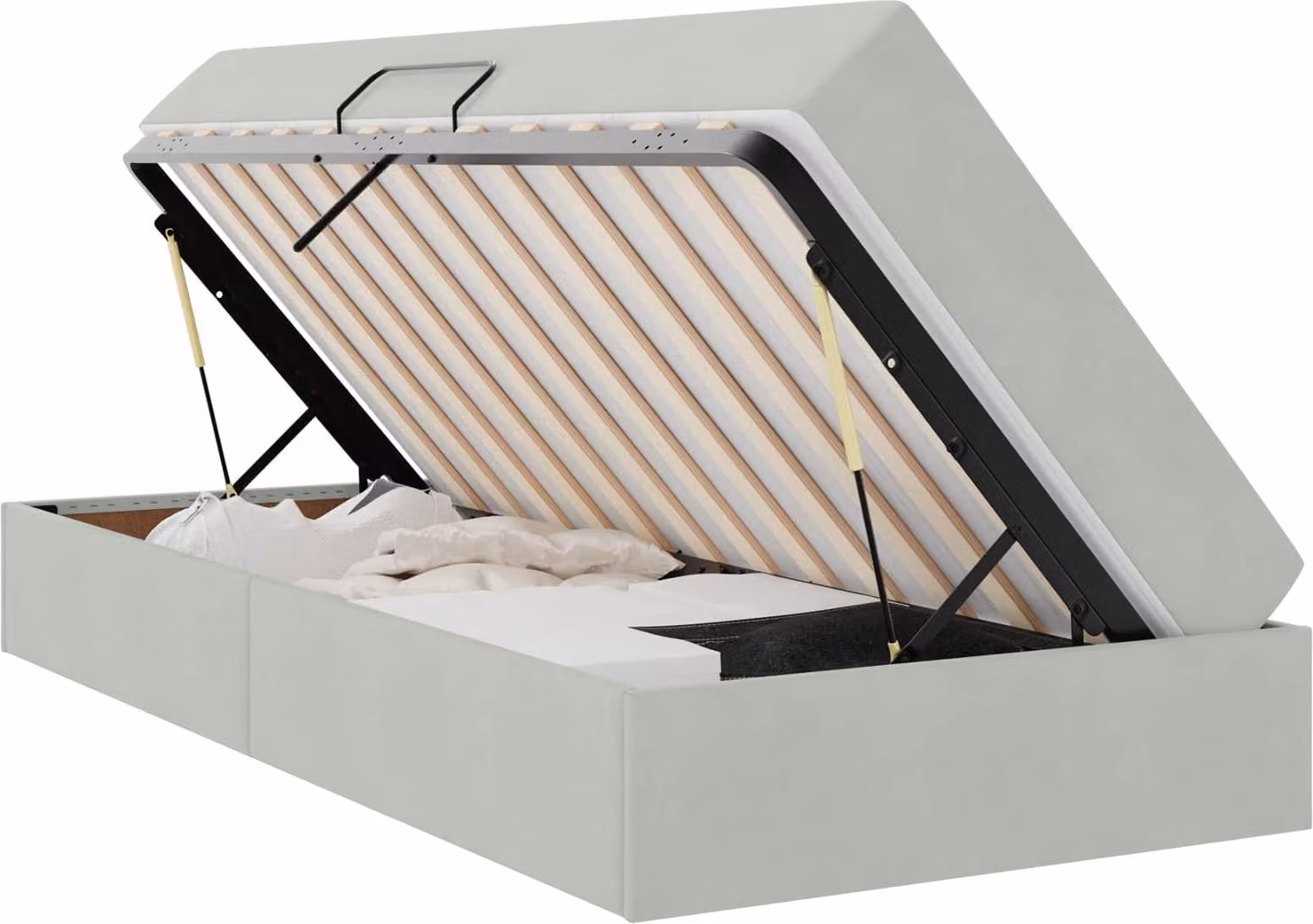 Letto con contenitore e materasso Grigio chiaro 100 x 200 cm