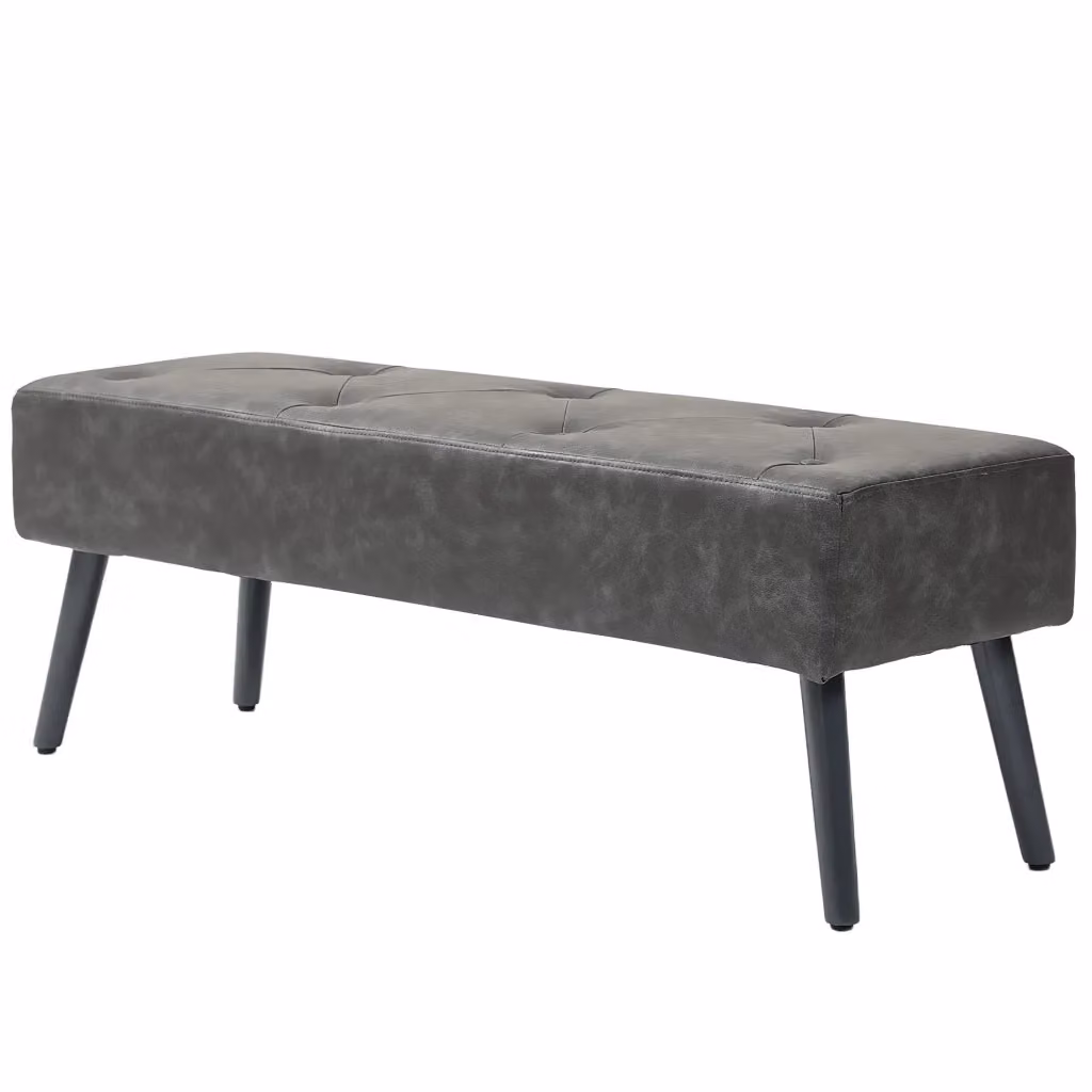 Pouf Minimal grigio in ecopelle con struttura in legno L: 114 cm, P: 38 cm, H: 42 cm – 2