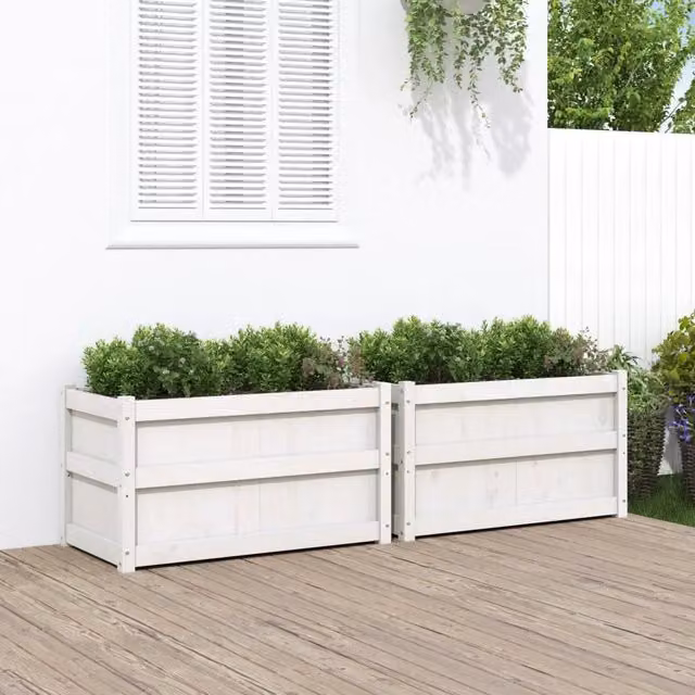 Set di 2 fioriere da giardino vidaXL in legno di pino bianco per orto ornamentale L: 83 cm, P: 50 cm, H: 50 cm