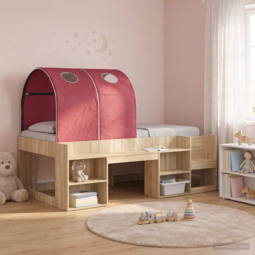 Set di 2 tunnel vidaXL per letto a soppalco per bambini in poliestere rosso