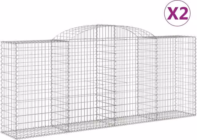 Cesti Gabbioni ad Arco 2 pz 300x50x120/140 cm Ferro Zincato