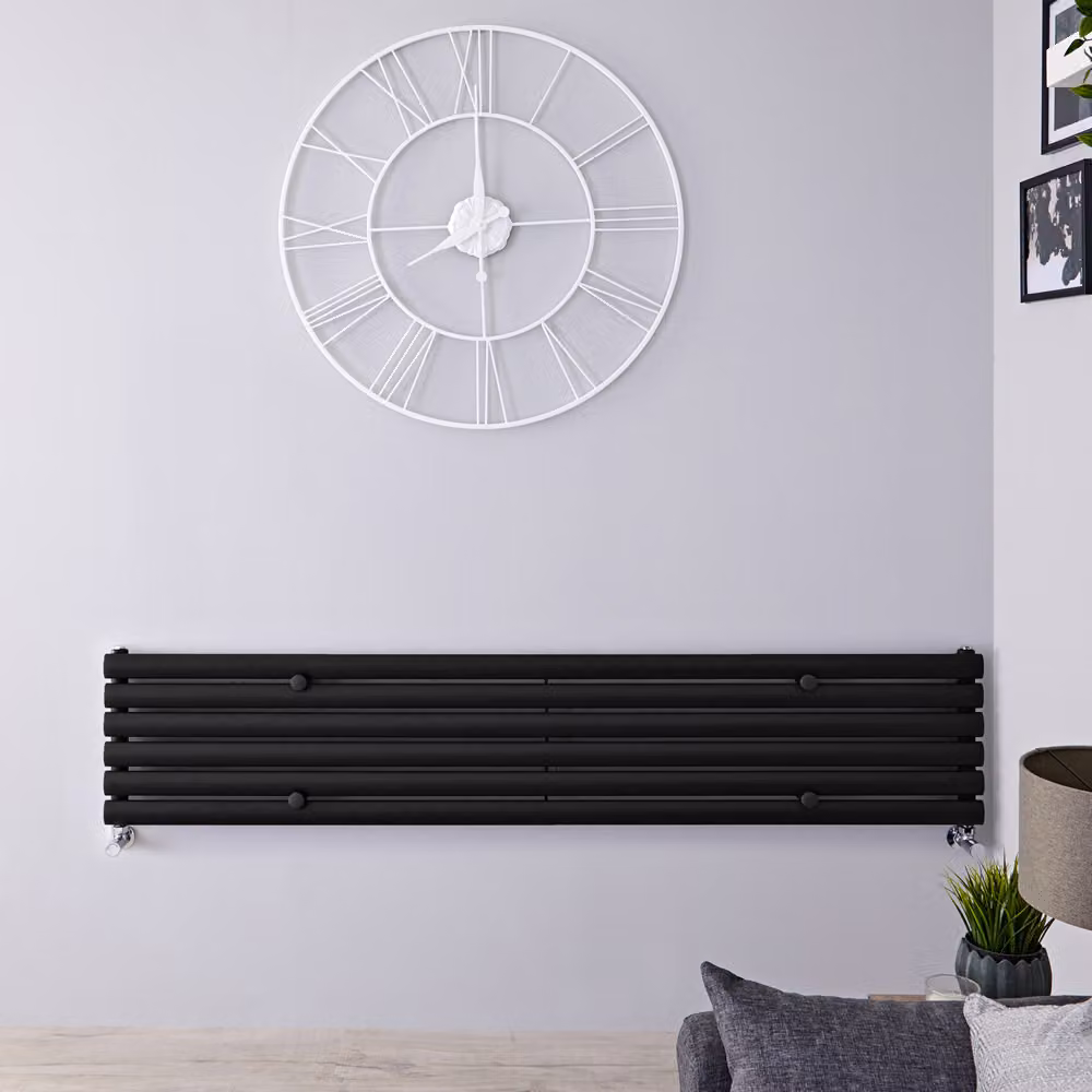 Radiatore di Design Orizzontale - Pannello Singolo - 354mm x 1780mm - Nero - Revive