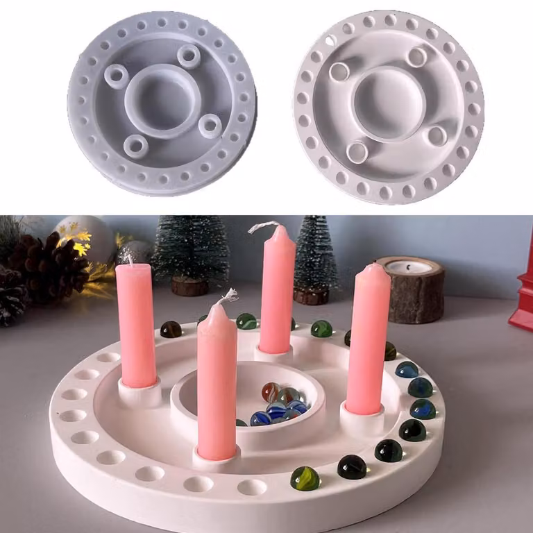 Stampo in silicone per candele, calendario dell'Avvento, Pasqua, gesso, stampo per colata, forma rotonda
