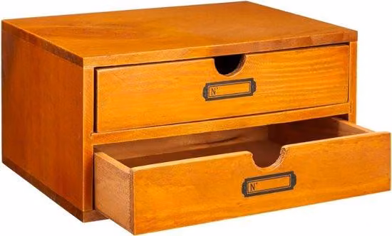 Cassettiera in legno con 2 cassetti, mini-WC in stile vintage francese, marrone, 25 x 18 x 13 cm