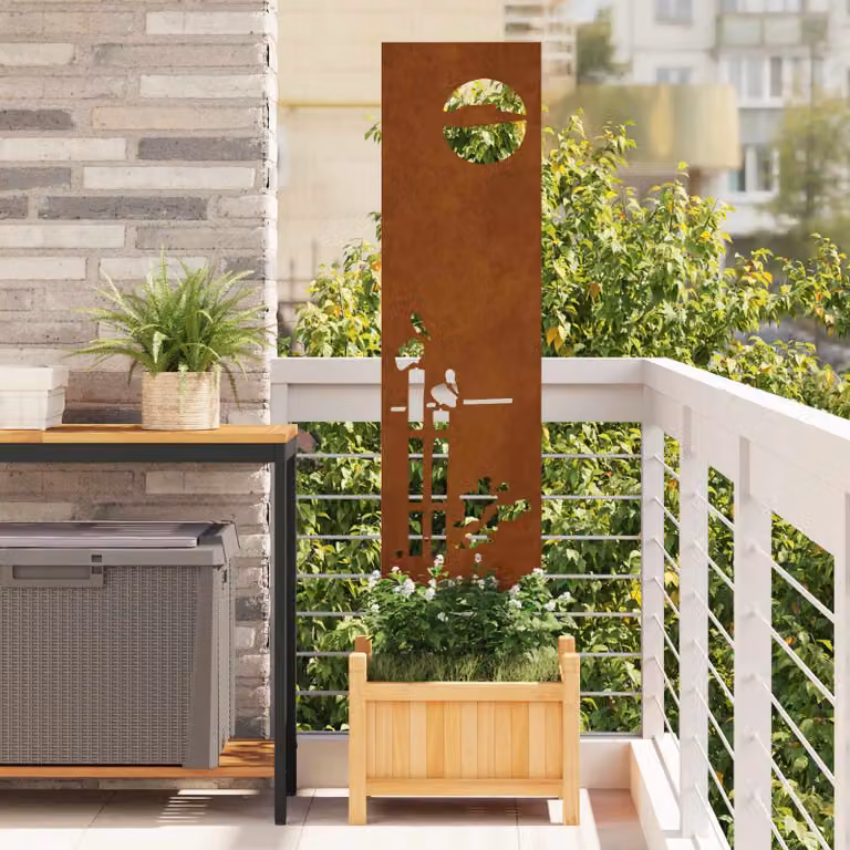 Paravento per privacy in giardino vidaXL in acciaio color marrone, L 32 cm x H 140 cm