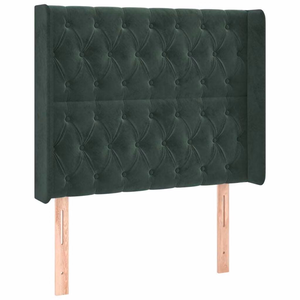 Testiera ad Orecchio Verde Scuro 103x16x118/128cm in Velluto