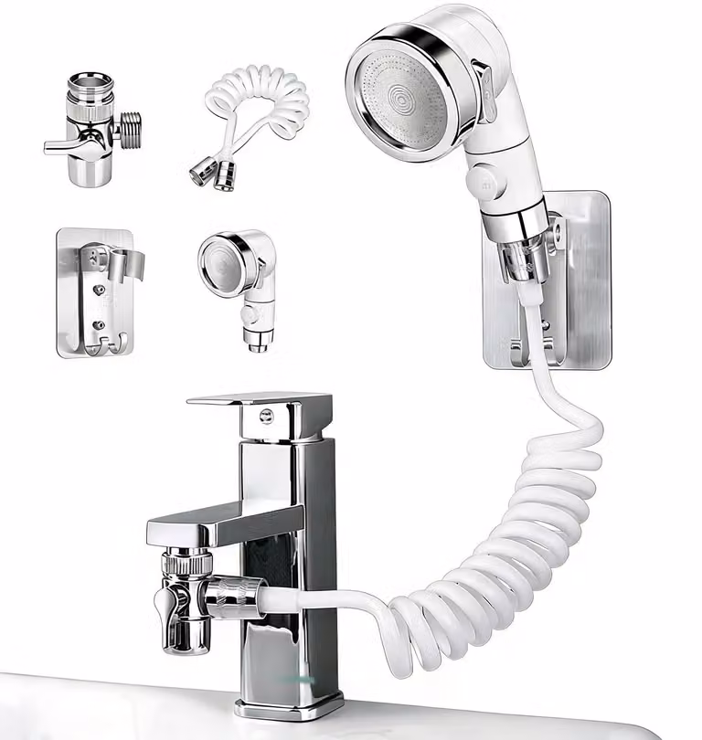 Set doccia con soffione a 3 getti e tubo flessibile da 1,5 metri