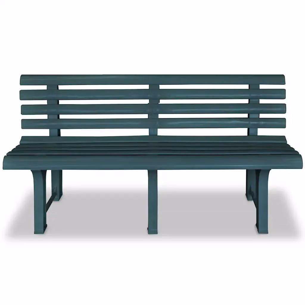 Panchina da giardino in plastica verde resistente alle intemperie con design classico – 2