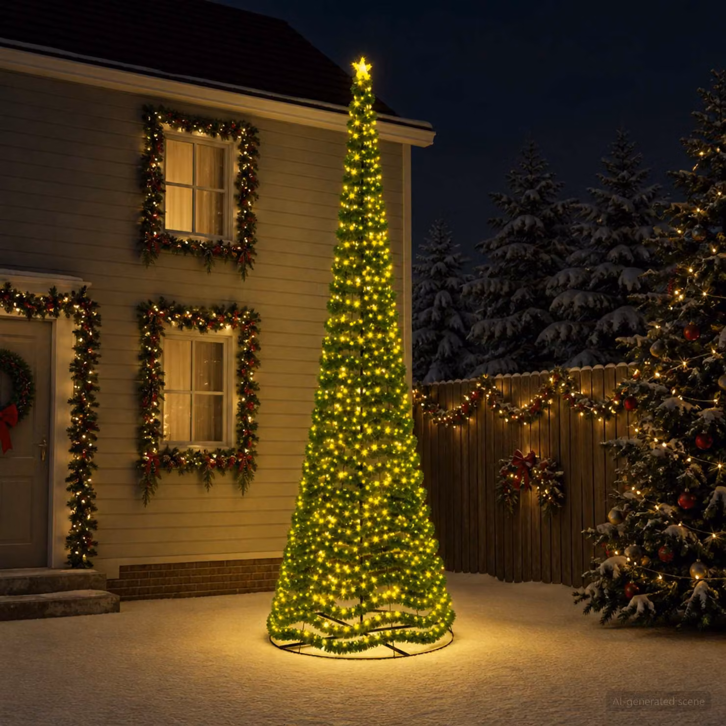 vidaXL Albero di Natale in tinsel con luci LED e base EKENAS 500 cm