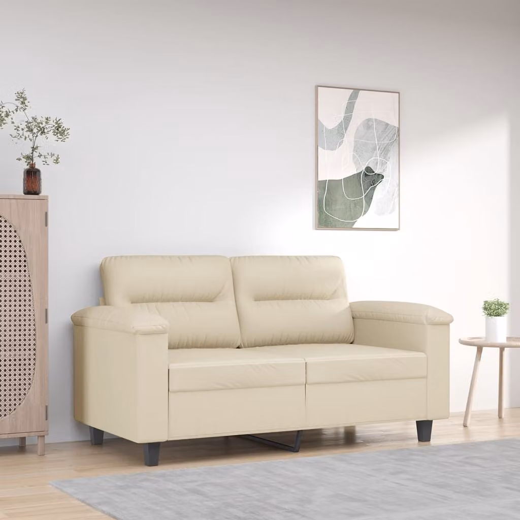 Divano a 2 posti moderno vidaXL in similpelle beige con struttura in metallo L: 150 cm, P: 80 cm, H: 77 cm