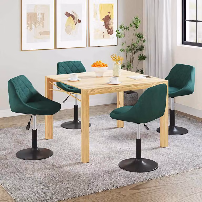 Set di 4 sedie da pranzo girevoli vidaXL in velluto verde scuro con design moderno