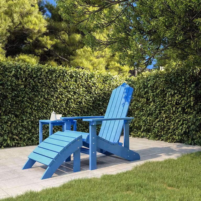 Sedia da giardino Adirondack con poggiapiedi vidaXL in blu