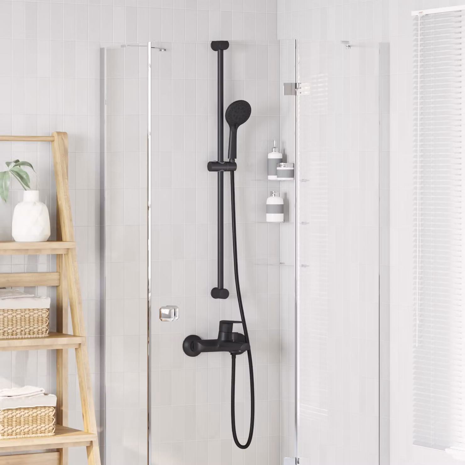 Set di Sistema Doccia vidaXL in Acciaio Inox Nero 100 cm