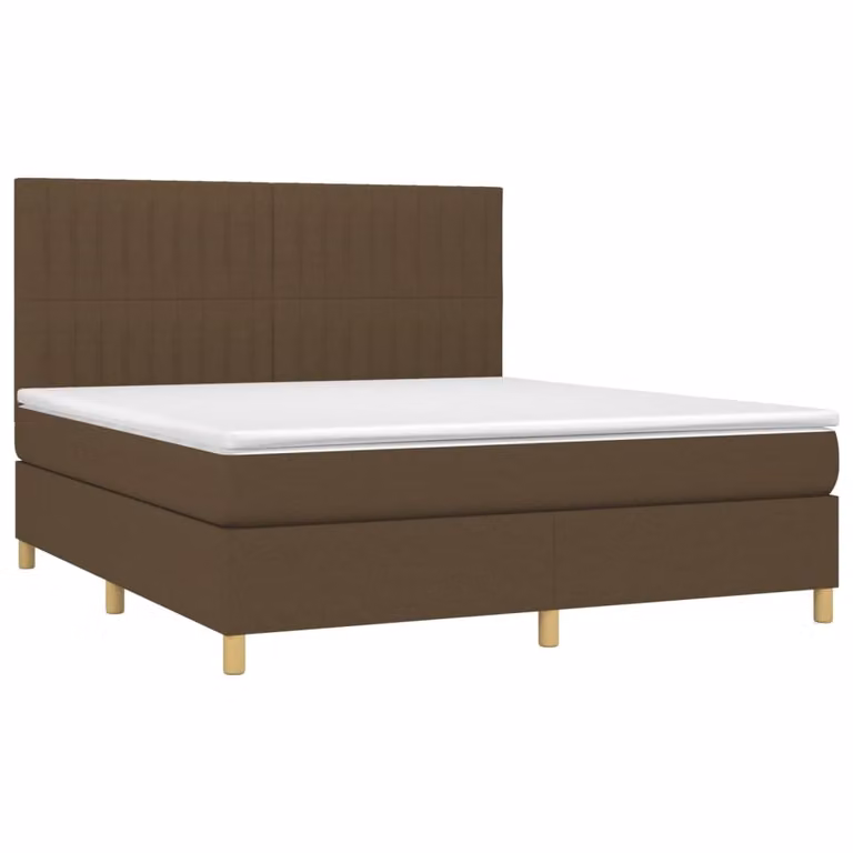 Giroletto a Molle con Materasso Marrone Scuro 160x200cm Tessuto