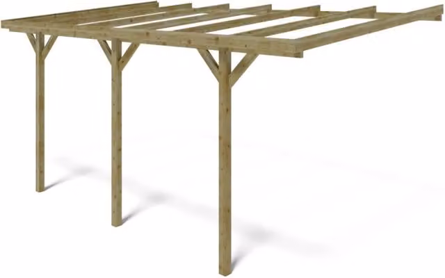 Tettoia posto auto coperto in legno 3x5.24 m - 15 m2 - addossato  - CAR6 - ALTANKA