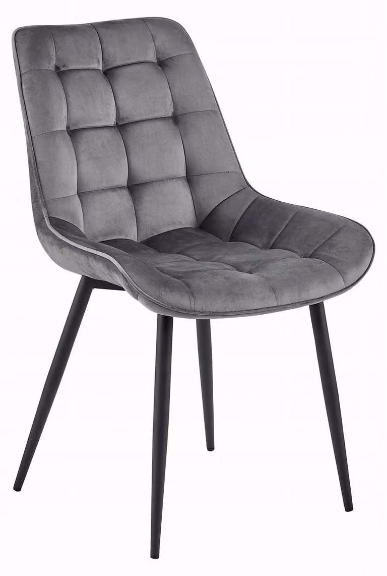 Sedia Bera in velluto grigio scuro e metallo nero