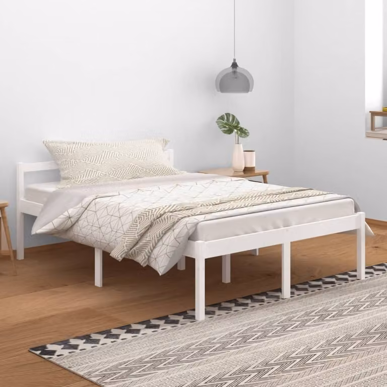 The Living Store Letto Senior bianco 140x200 cm in legno di pino massiccio