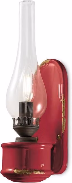 Applique Vintage Ferroluce in Ceramica e Ottone Colore Rosso e Marrone con Luce E14